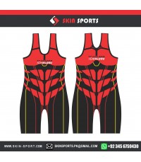 RED BLACK MUSCLE PACK  WRESTLING SINGLETS